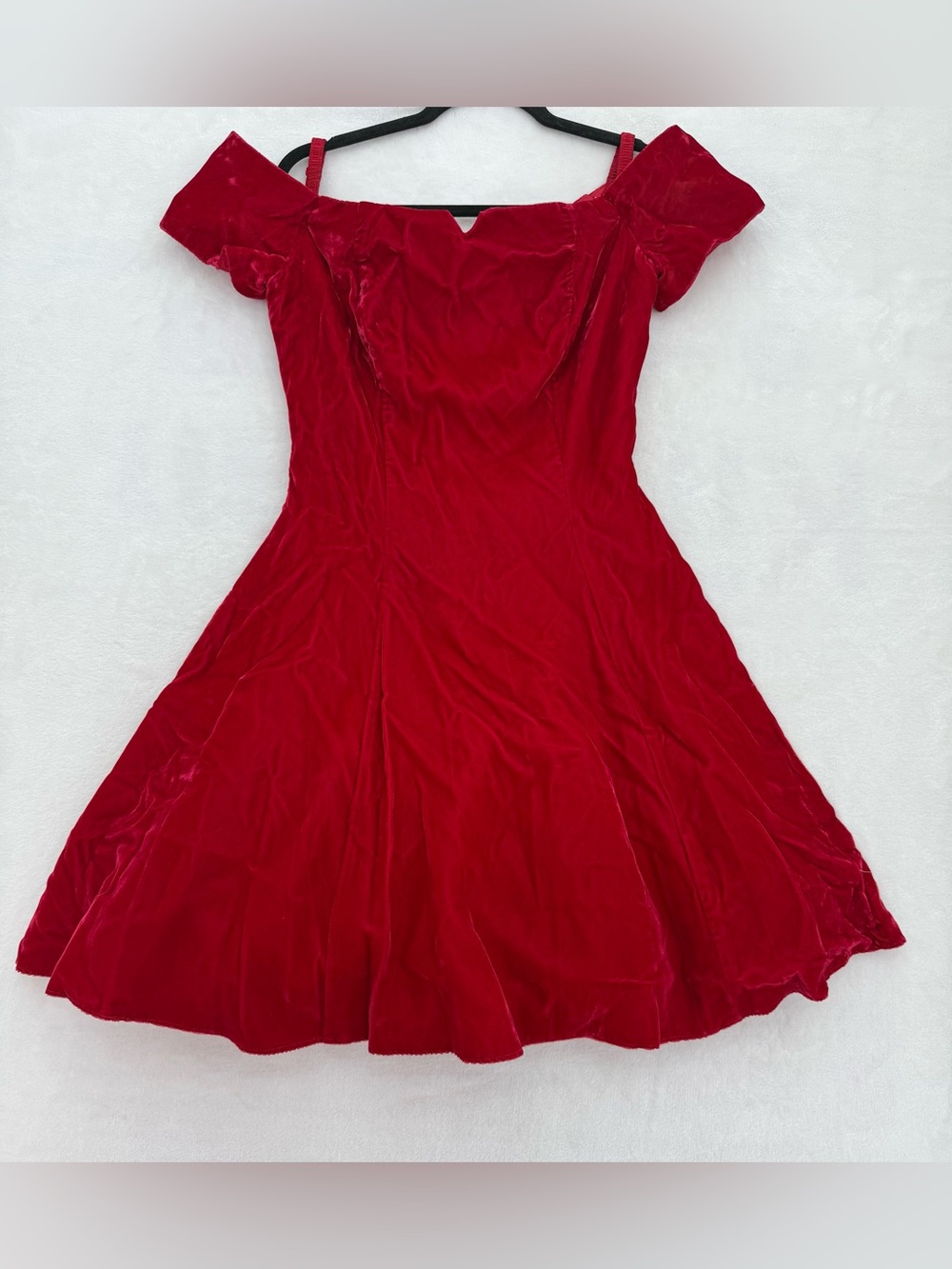 Vintage Roberta Red Velvet Dress With Bows Size 9/10 Fit And Flare Mini